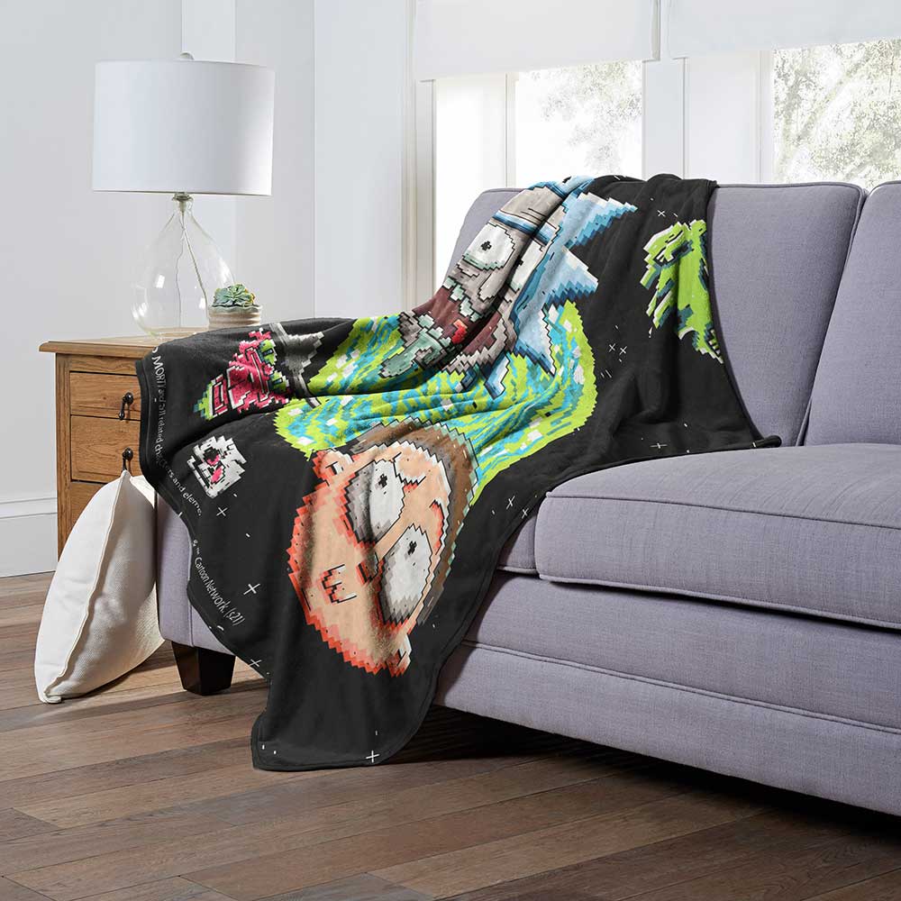 Warner Bros. Rick and Morty Pixelverse Silk Touch Throw Blanket 50x60 Inches