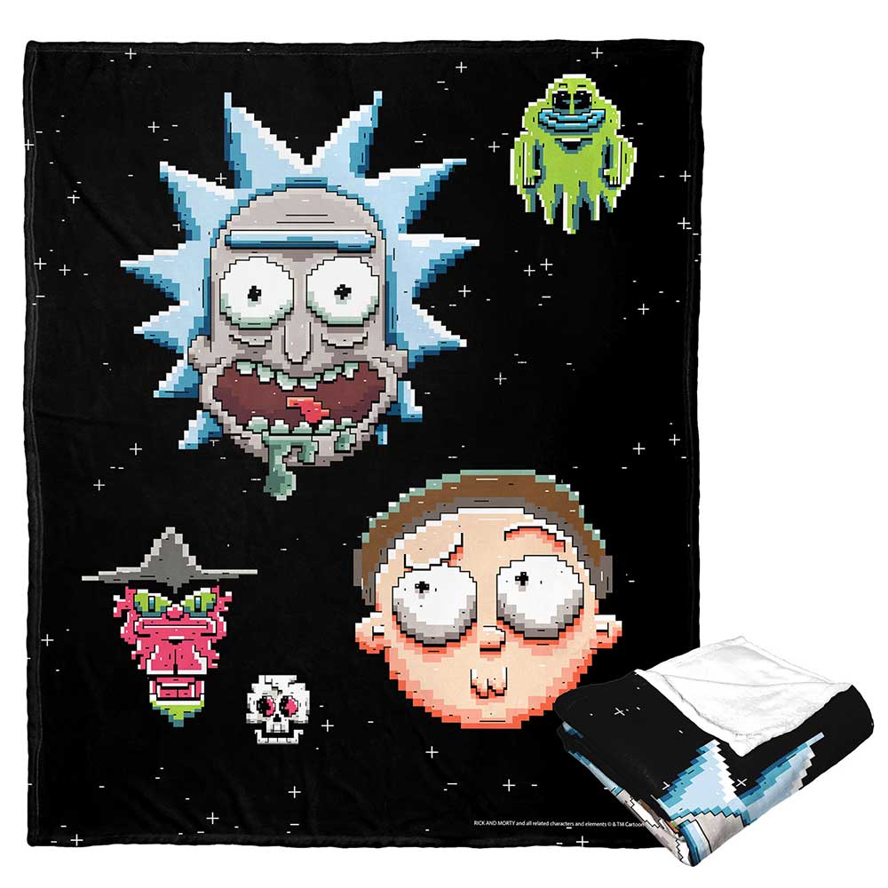 Warner Bros. Rick and Morty Pixelverse Silk Touch Throw Blanket 50x60 Inches