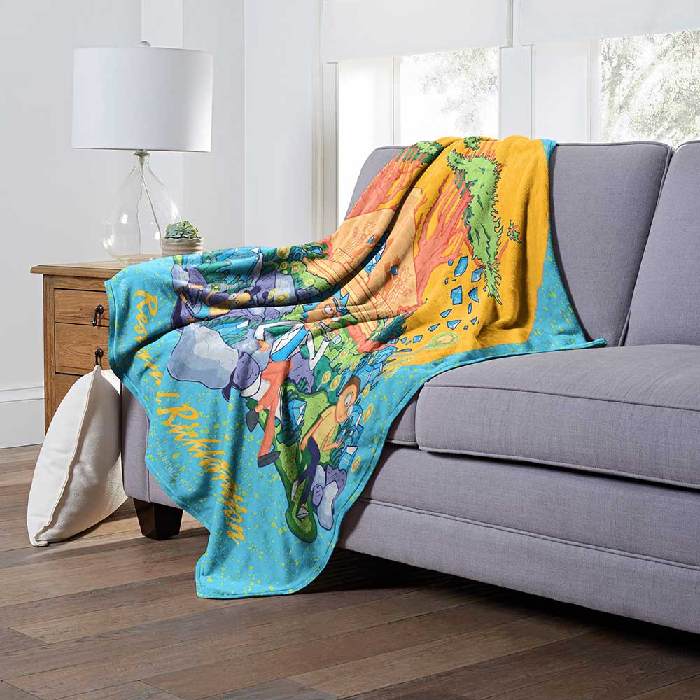 Warner Bros. Rick and Morty Ricktanical Silk Touch Throw Blanket 50x60 Inches