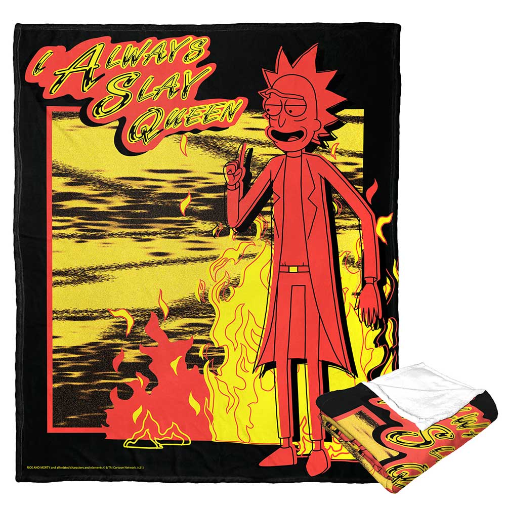 Warner Bros. Rick and Morty Slay Queen Silk Touch Throw Blanket 50x60 Inches