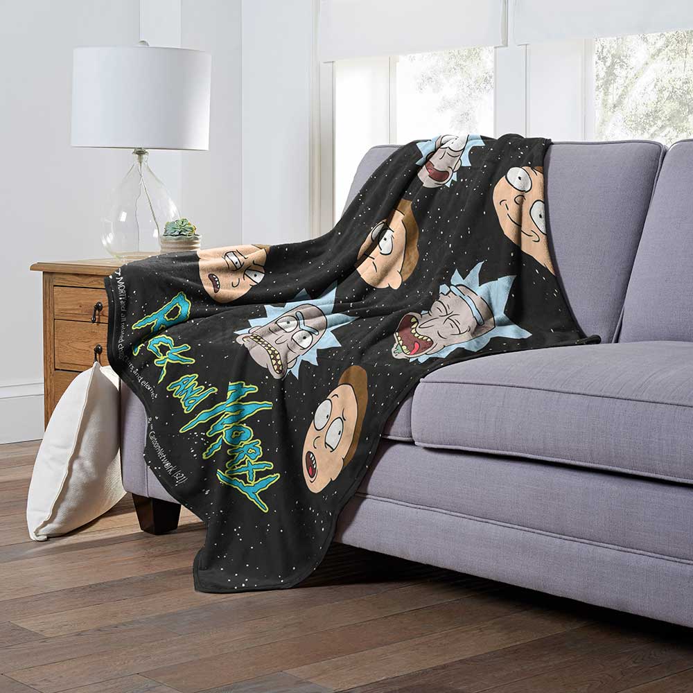 Warner Bros. Rick and Morty Talking Heads Silk Touch Throw Blanket 50x60 Inches