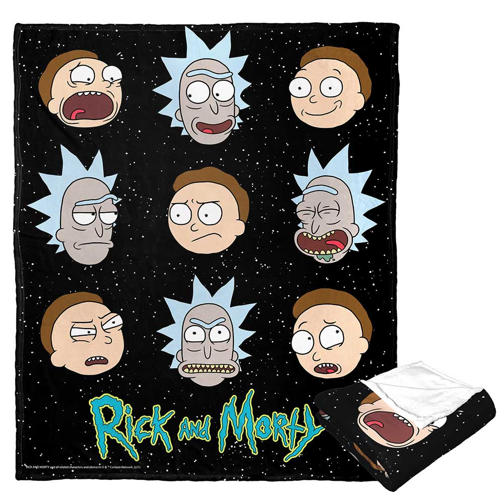 Warner Bros. Rick and Morty Talking Heads Silk Touch Throw Blanket 50x60 Inches