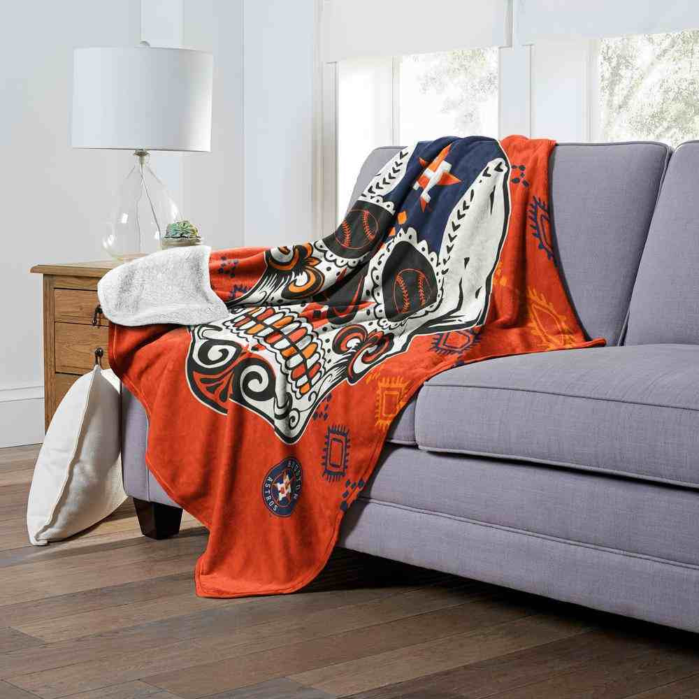 MLB Houston Astros Candy Skull Silk Touch Sherpa Throw Blanket 50x60 Inches