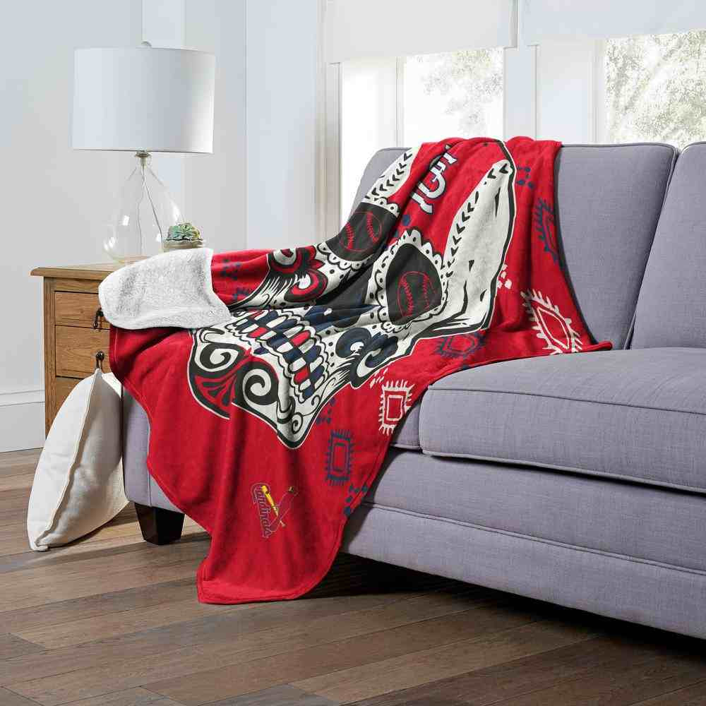 MLB St. Louis Cardinals Candy Skull Silk Touch Sherpa Throw Blanket 50x60 Inches