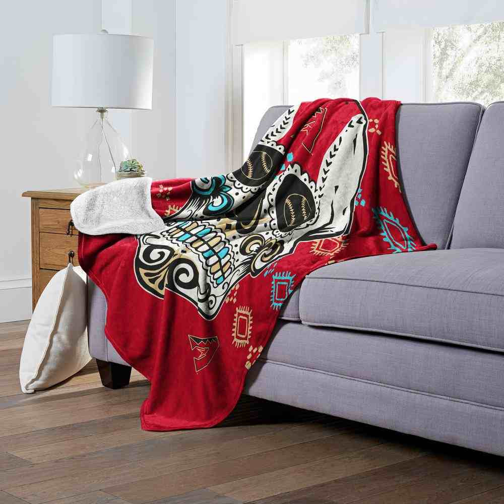 MLB Arizona Diamondbacks Candy Skull Silk Touch Sherpa Throw Blanket 50x60 Inches