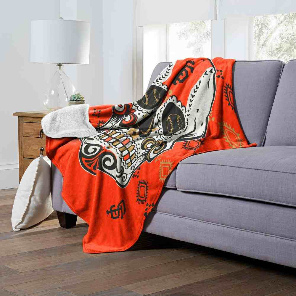 MLB San Francisco Giants Candy Skull Silk Touch Sherpa Throw Blanket 50x60 Inches