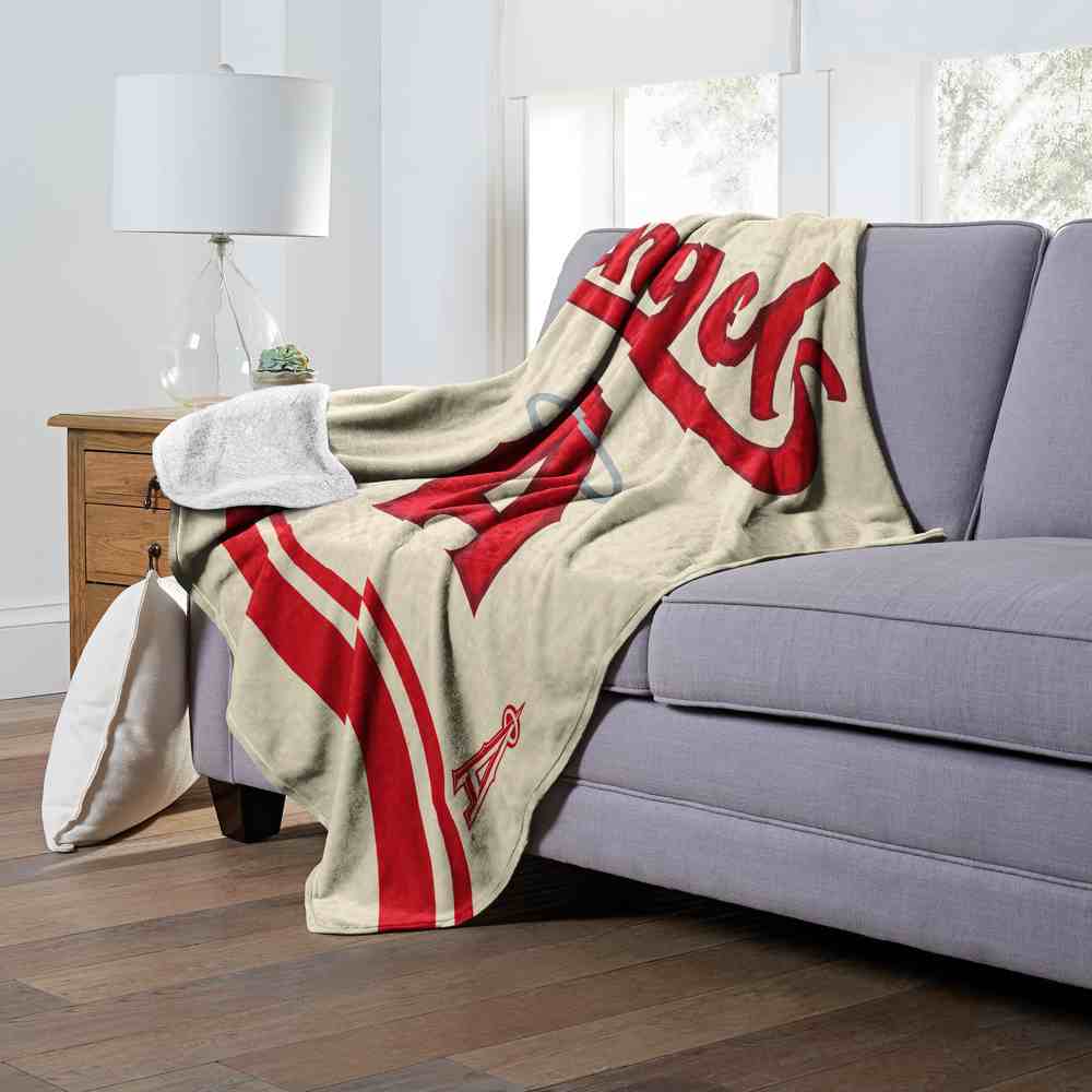 MLB Los Angeles Angels City Connect Silk Touch Sherpa Throw Blanket 50x60 Inches