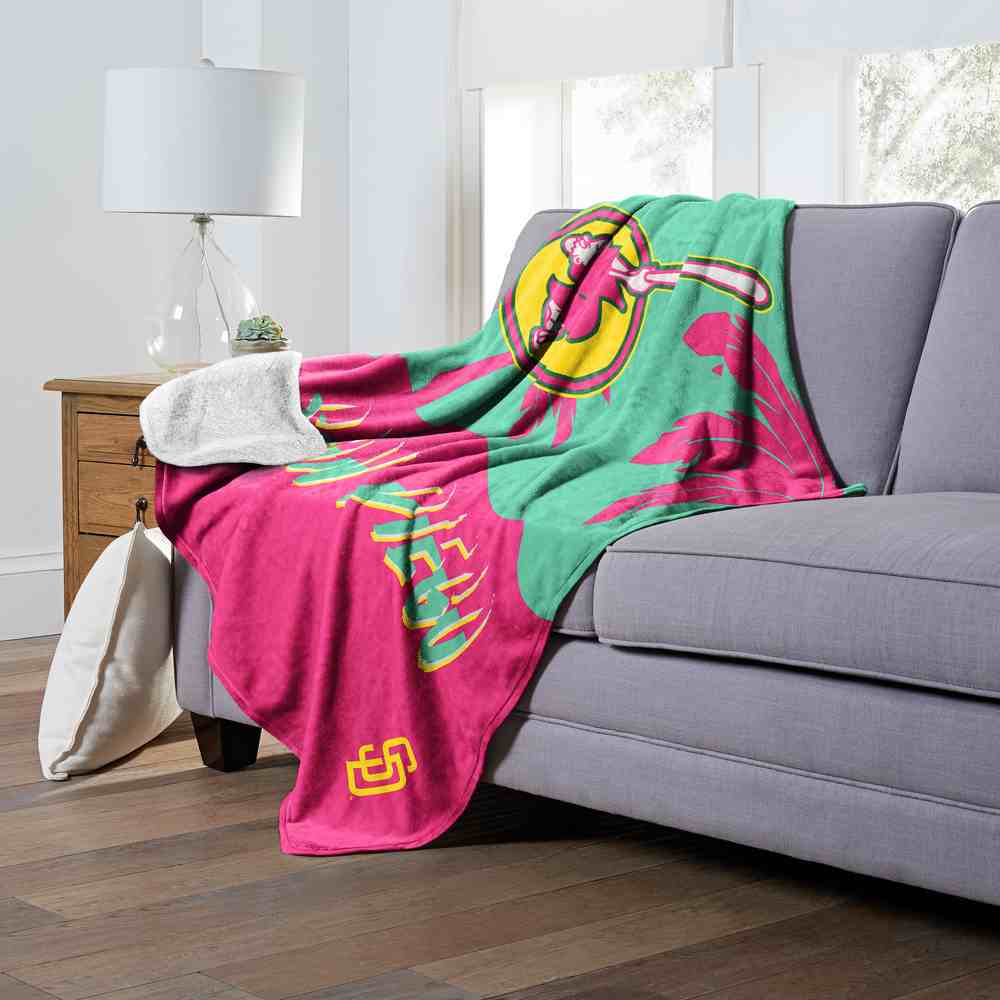 MLB San Diego Padres City Connect Silk Touch Sherpa Throw Blanket 50x60 Inches