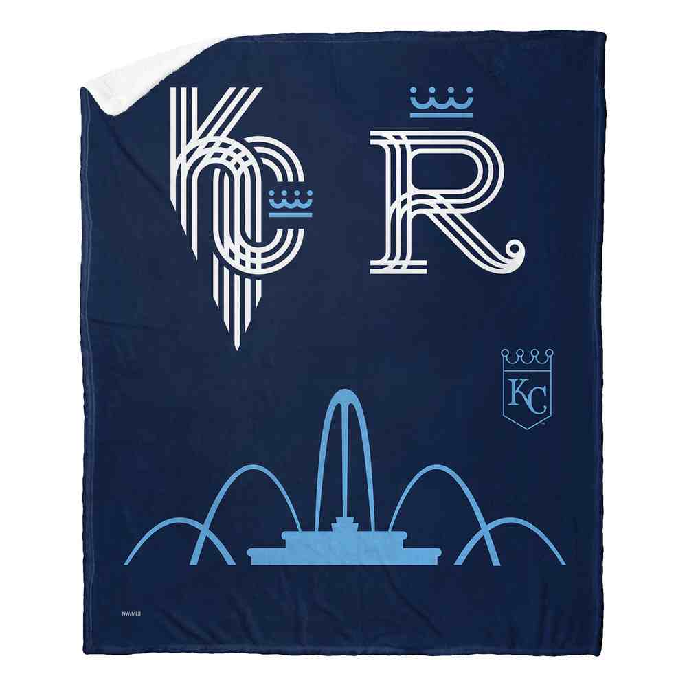 MLB Kansas City Royals City Connect Silk Touch Sherpa Throw Blanket 50x60 Inches