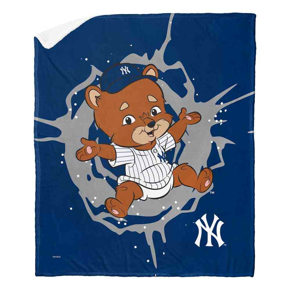 MLB New York Yankees Mascot Silk Touch Sherpa Throw Blanket 50x60 Inches