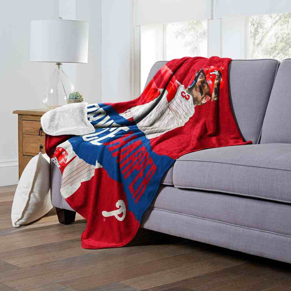 MLB Philadelphia Phillies Bryce Harper Silk Touch Sherpa Throw Blanket 50x60 Inches