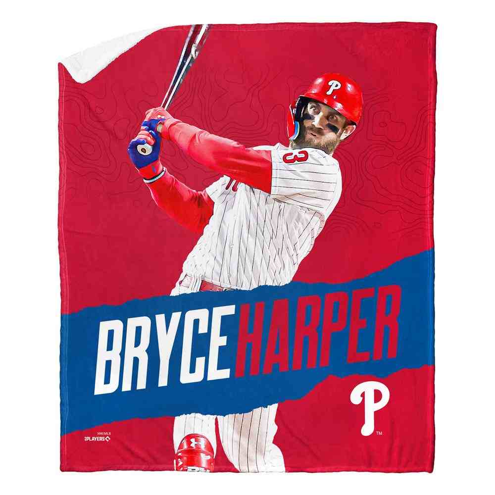 MLB Philadelphia Phillies Bryce Harper Silk Touch Sherpa Throw Blanket 50x60 Inches
