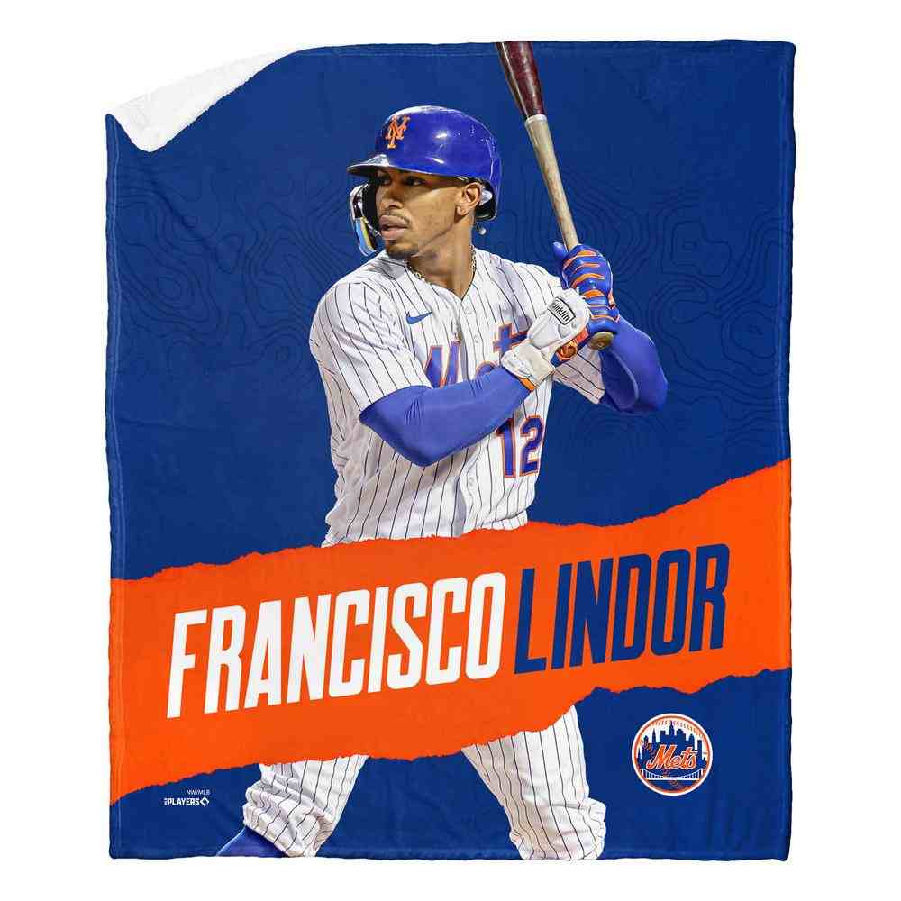 MLB New York Mets Francisco Lindor Silk Touch Sherpa Throw Blanket 50x60 Inches