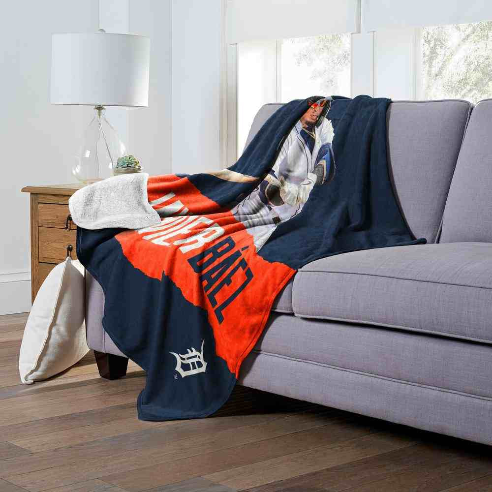 MLB Detroit Tigers Javier Baez Silk Touch Sherpa Throw Blanket 50x60 Inches