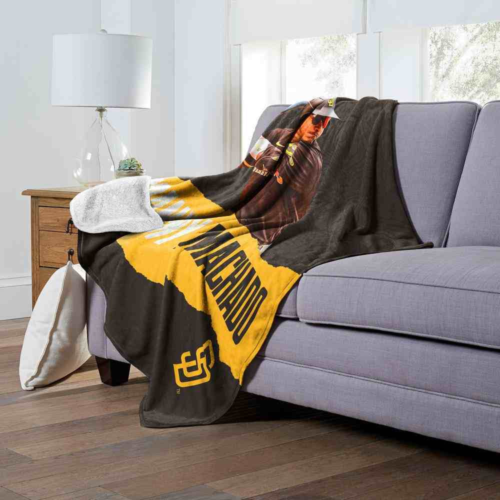 MLB San Diego Padres Manny Machado Silk Touch Sherpa Throw Blanket 50x60 Inches