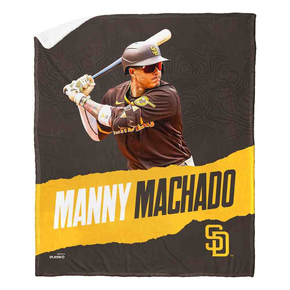 MLB San Diego Padres Manny Machado Silk Touch Sherpa Throw Blanket 50x60 Inches