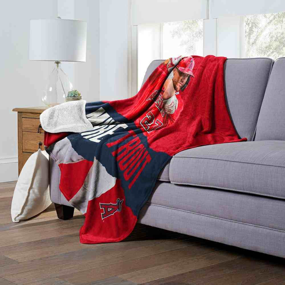 MLB Los Angeles Angels Mike Trout Silk Touch Sherpa Throw Blanket 50x60 Inches