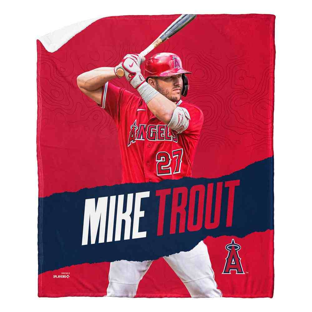 MLB Los Angeles Angels Mike Trout Silk Touch Sherpa Throw Blanket 50x60 Inches
