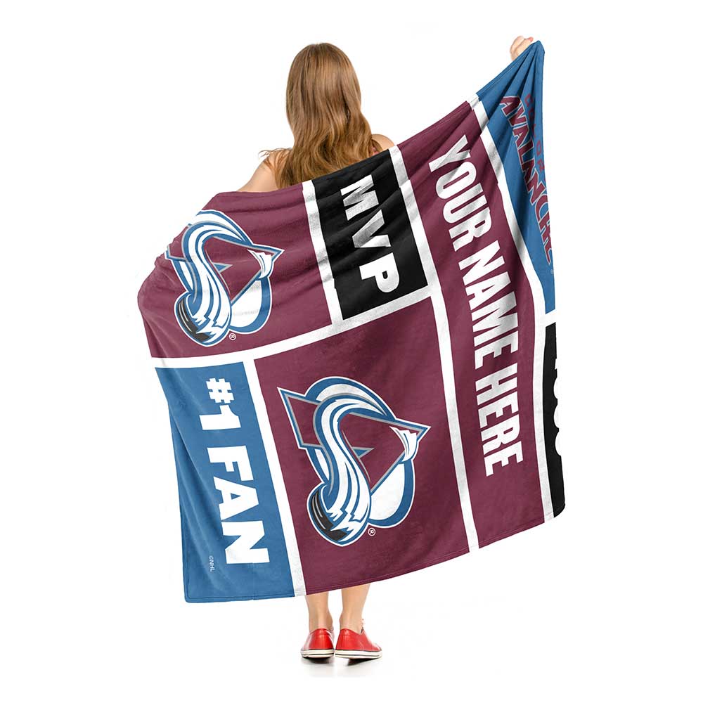 NHL Colorado Avalanche Colorblock Personalized Silk Touch Sherpa Throw Blanket 50x60 Inches