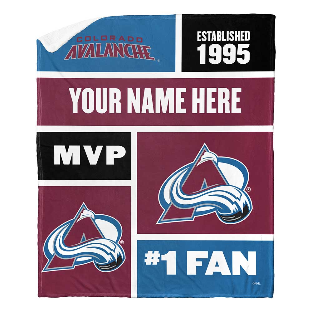 NHL Colorado Avalanche Colorblock Personalized Silk Touch Sherpa Throw Blanket 50x60 Inches