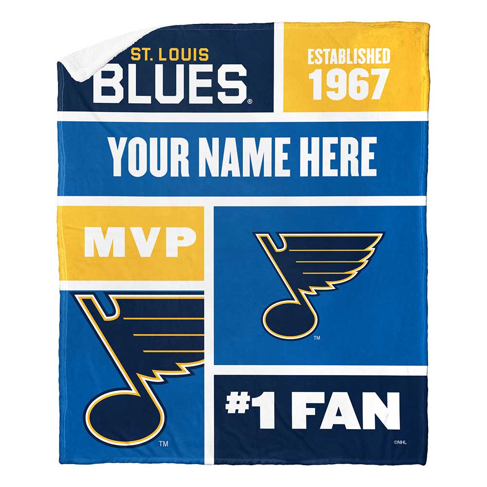 NHL St. Louis Blues Colorblock Personalized Silk Touch Sherpa Throw Blanket 50x60 Inches