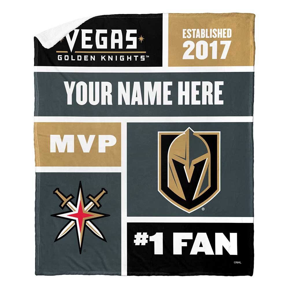 NHL Vegas Golden Knights Colorblock Personalized Silk Touch Sherpa Throw Blanket 50x60 Inches