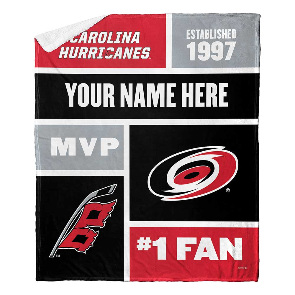 NHL Carolina Hurricanes Colorblock Personalized Silk Touch Sherpa Throw Blanket 50x60 Inches