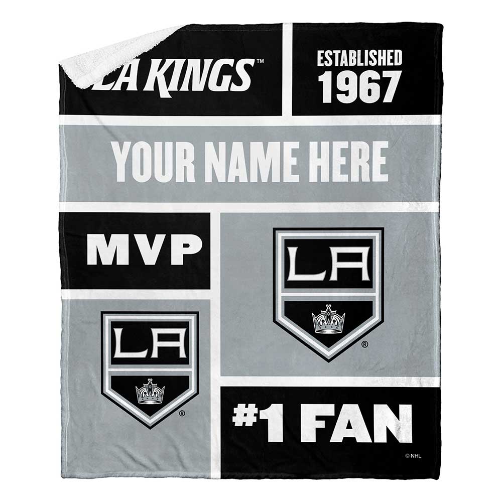 NHL Los Angeles Kings Colorblock Personalized Silk Touch Sherpa Throw Blanket 50x60 Inches