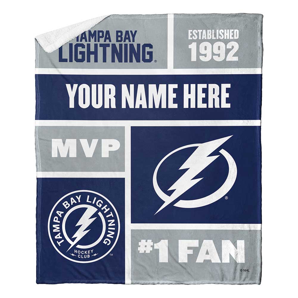 NHL Tampa Bay Lightning Colorblock Personalized Silk Touch Sherpa Throw Blanket 50x60 Inches