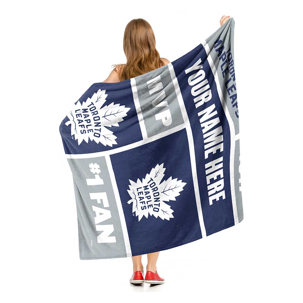 NHL Toronto Maple Leafs Colorblock Personalized Silk Touch Sherpa Throw Blanket 50x60 Inches
