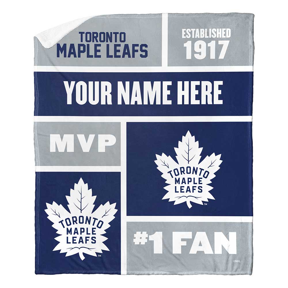 NHL Toronto Maple Leafs Colorblock Personalized Silk Touch Sherpa Throw Blanket 50x60 Inches