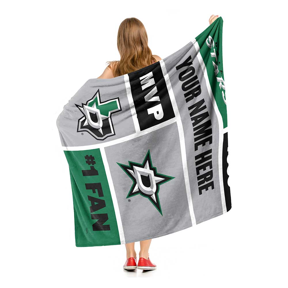 NHL Dallas Stars Colorblock Personalized Silk Touch Sherpa Throw Blanket 50x60 Inches