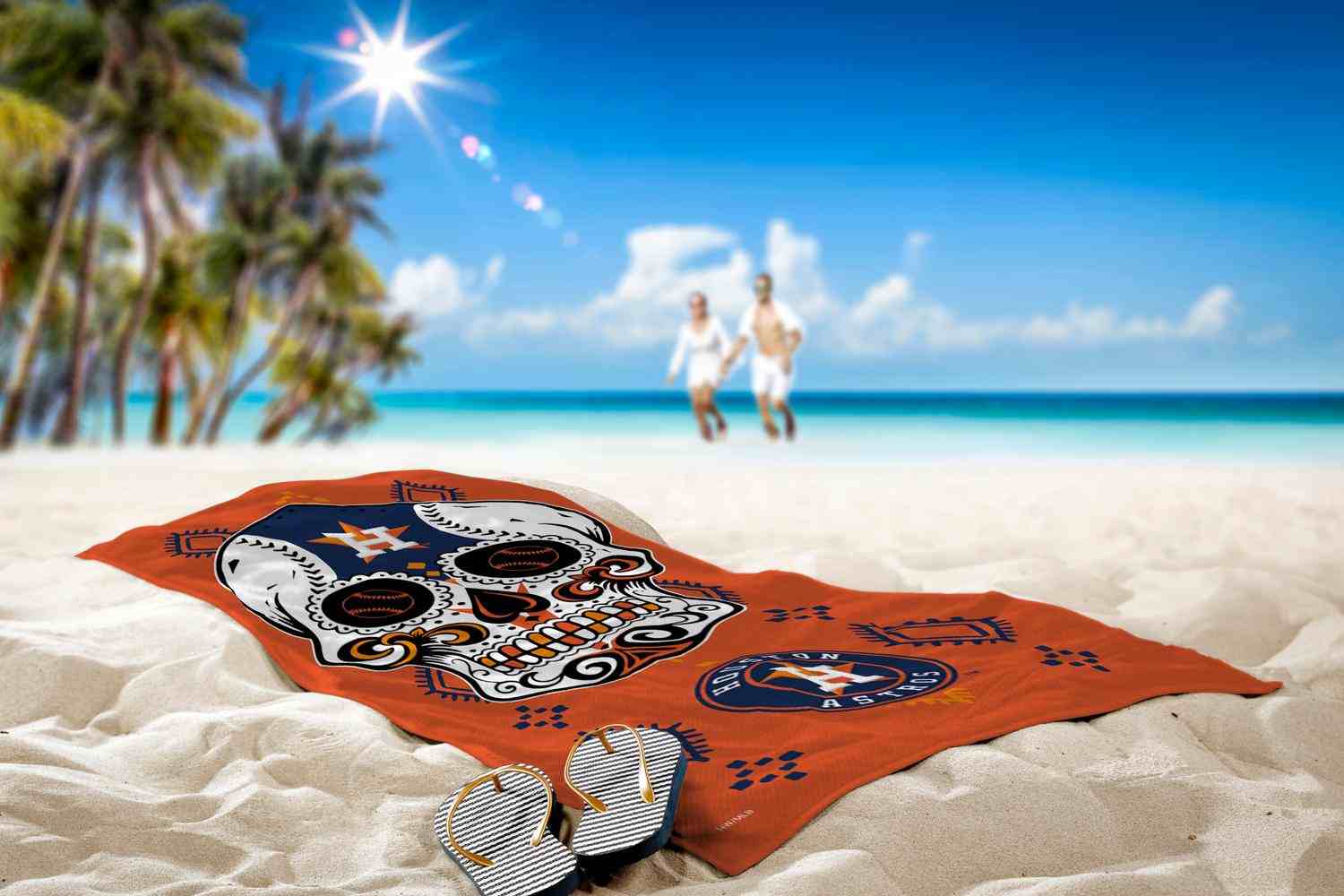 MLB Houston Astros Candy Skull Beach Towel 30x60 Inches