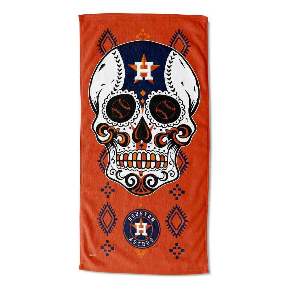 MLB Houston Astros Candy Skull Beach Towel 30x60 Inches