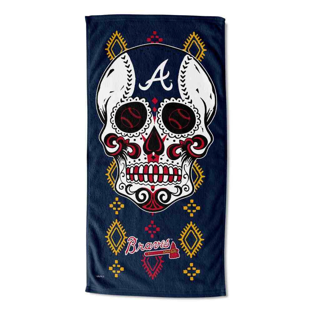 MLB Atlanta Braves Candy Skull Beach Towel 30x60 Inches