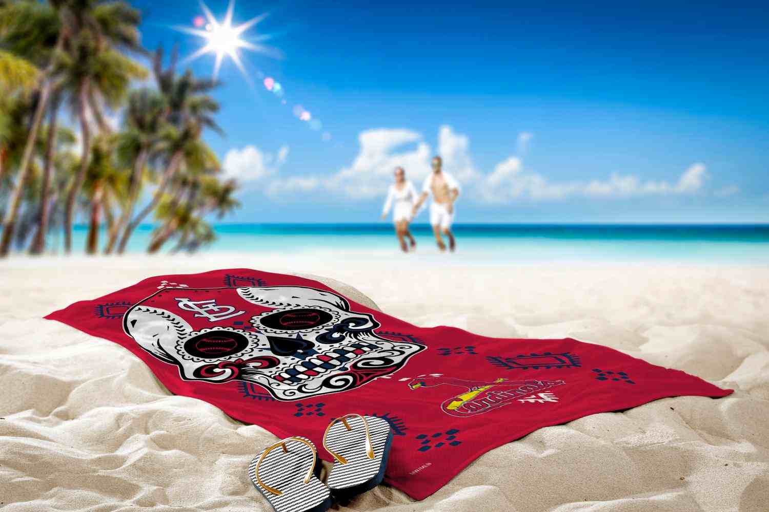 MLB St. Louis Cardinals Candy Skull Beach Towel 30x60 Inches