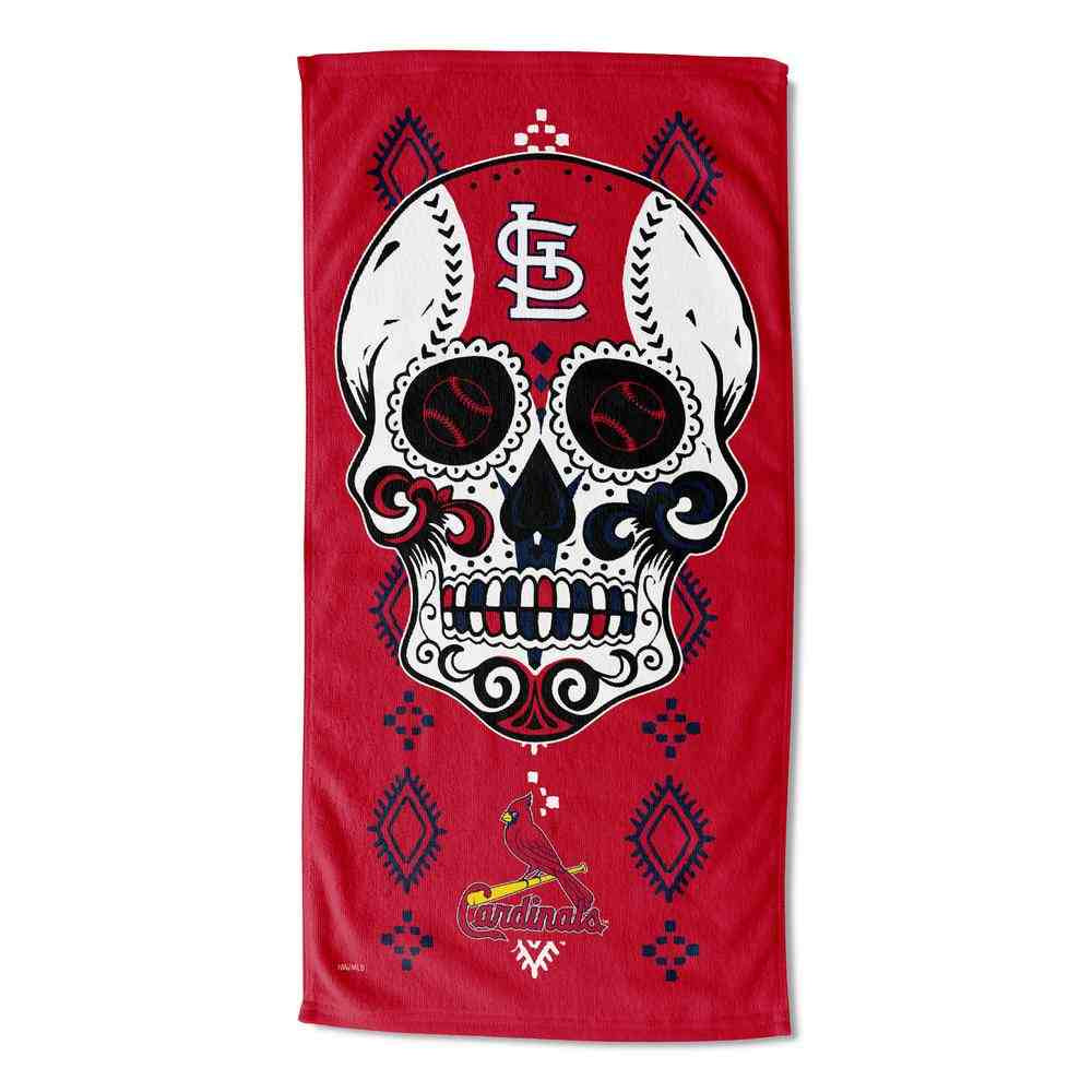 MLB St. Louis Cardinals Candy Skull Beach Towel 30x60 Inches