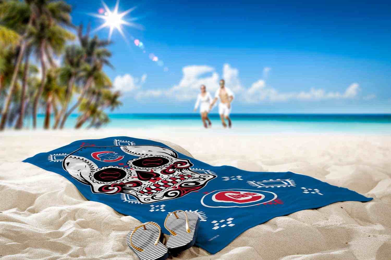MLB Chicago Cubs Candy Skull Beach Towel 30x60 Inches