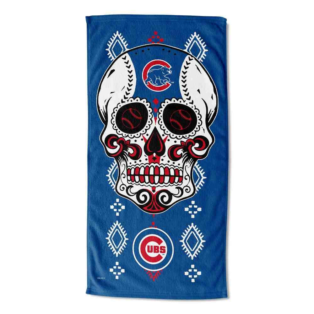 MLB Chicago Cubs Candy Skull Beach Towel 30x60 Inches