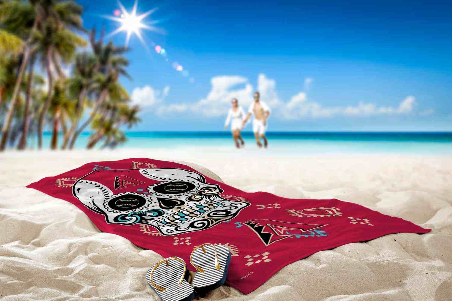 MLB Arizona Diamondbacks Candy Skull Beach Towel 30x60 Inches