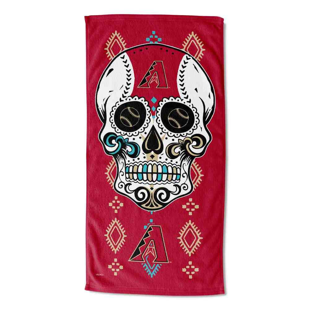 MLB Arizona Diamondbacks Candy Skull Beach Towel 30x60 Inches