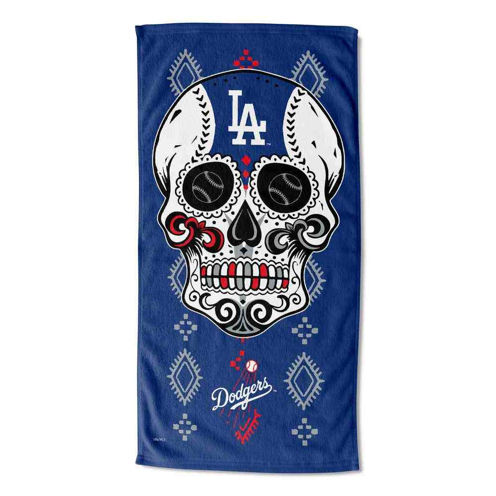 MLB Los Angeles Dodgers Candy Skull Beach Towel 30x60 Inches