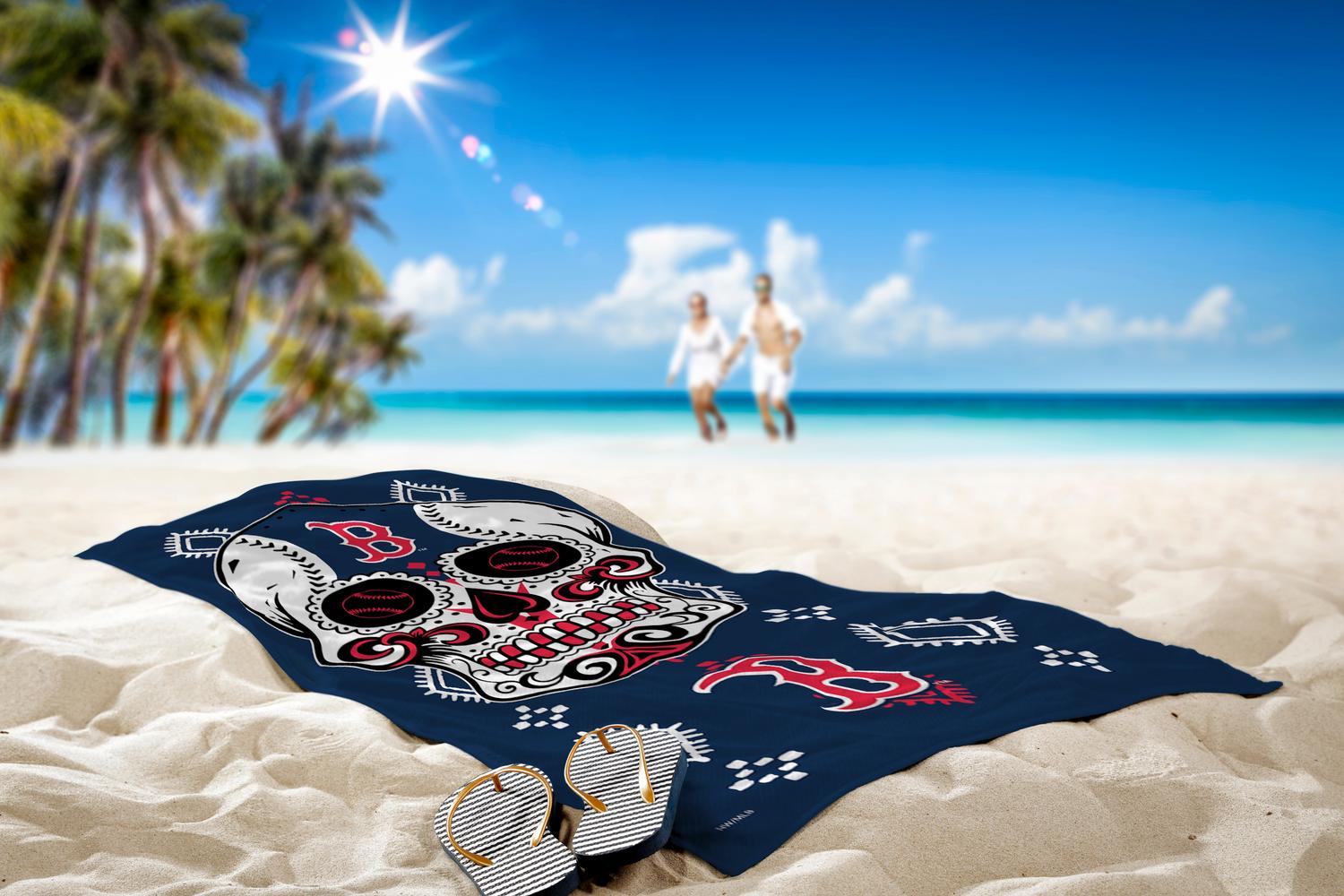 MLB Boston Red Sox Candy Skull Beach Towel 30x60 Inches
