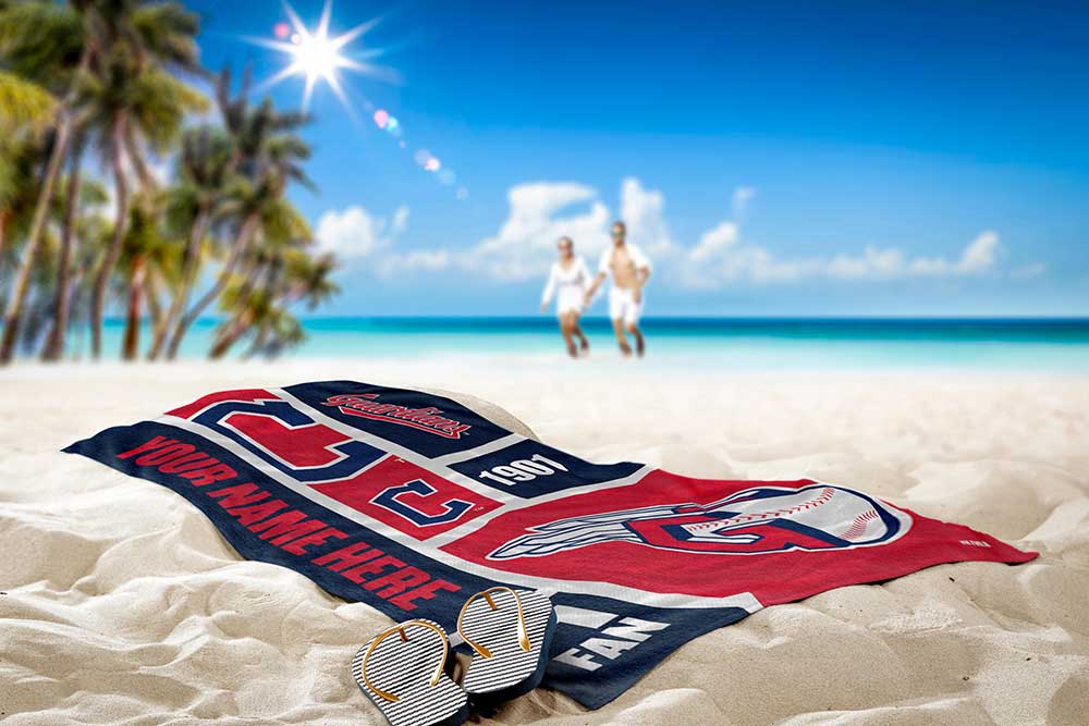 MLB Cleveland Guardians Colorblock Personalized Beach Towel 30x60 Inches