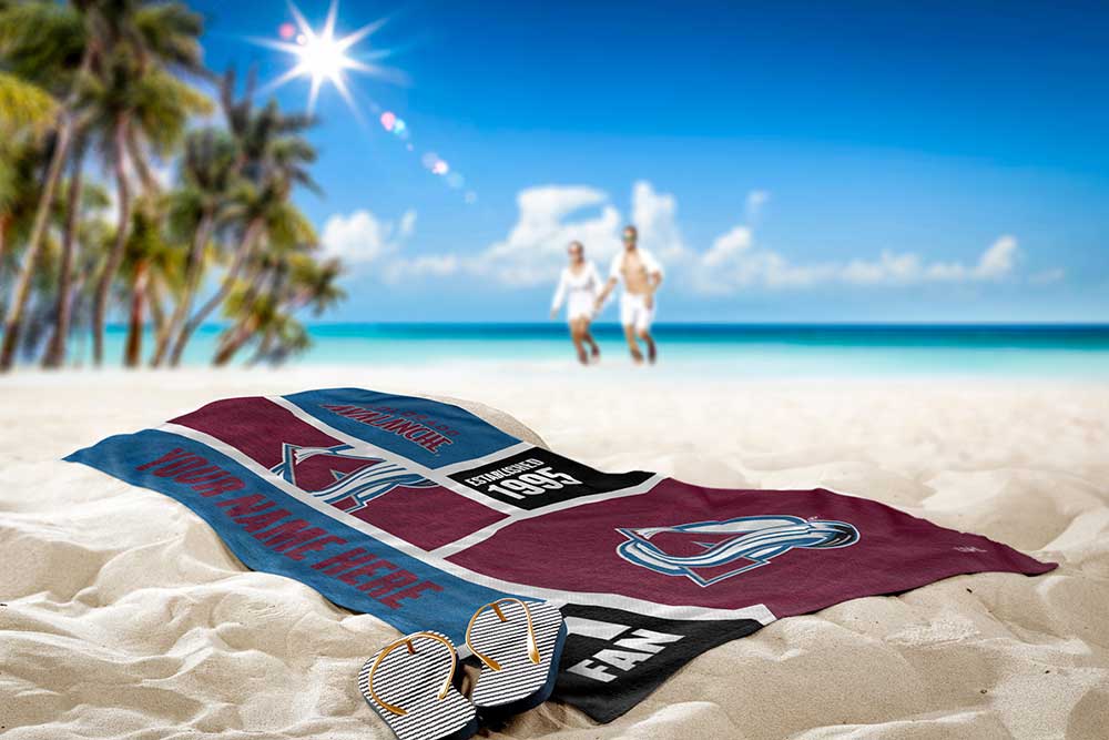 NHL Colorado Avalanche Colorblock Personalized Beach Towel 30x60 Inches