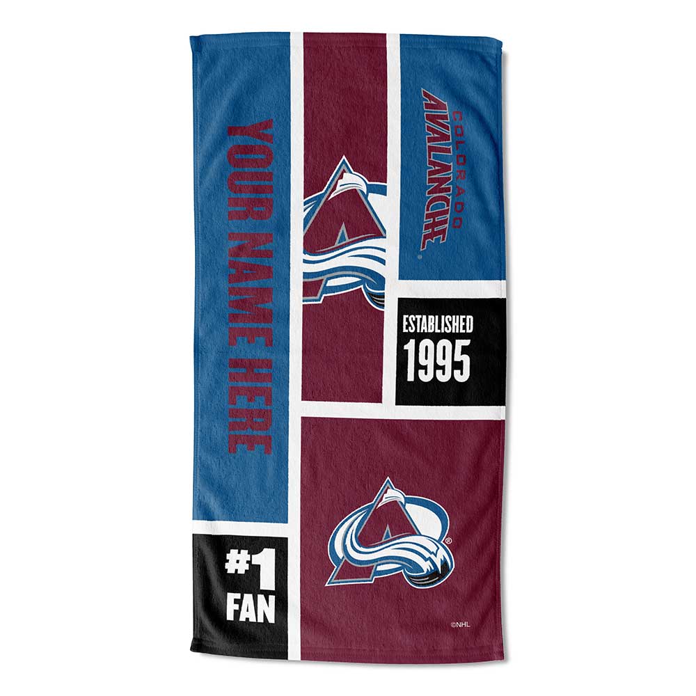 NHL Colorado Avalanche Colorblock Personalized Beach Towel 30x60 Inches