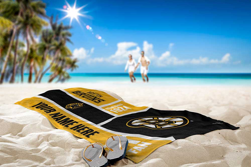 NHL Boston Bruins Colorblock Personalized Beach Towel 30x60 Inches