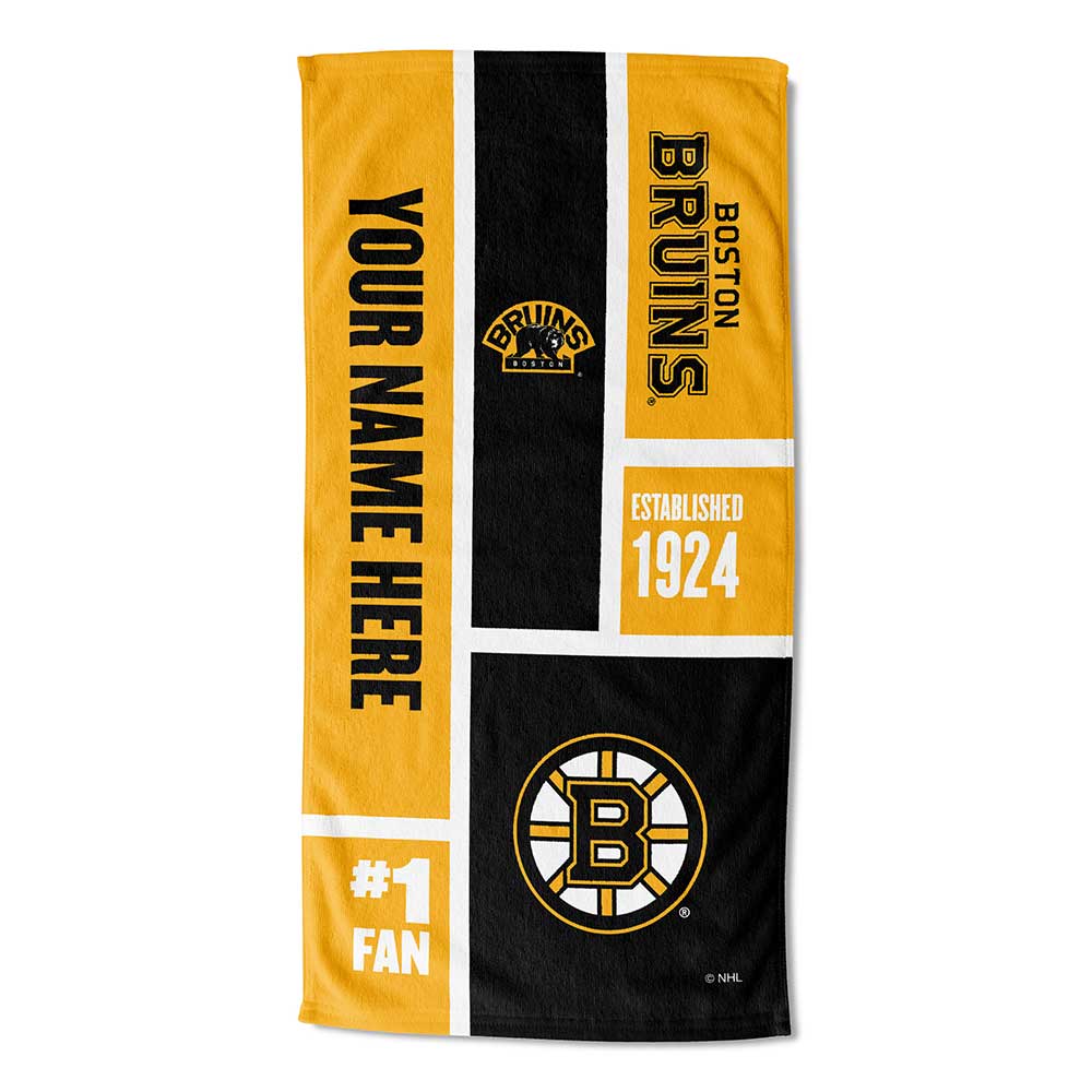 NHL Boston Bruins Colorblock Personalized Beach Towel 30x60 Inches