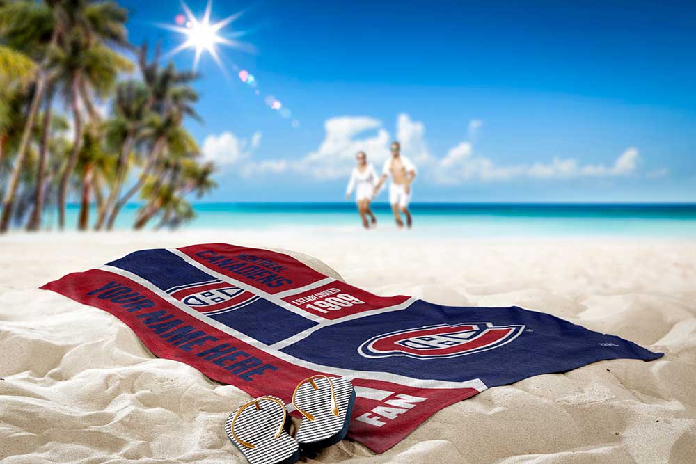 NHL Montreal Canadiens Colorblock Personalized Beach Towel 30x60 Inches
