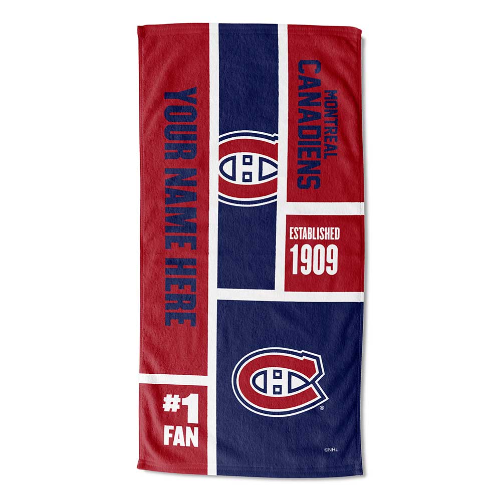 NHL Montreal Canadiens Colorblock Personalized Beach Towel 30x60 Inches